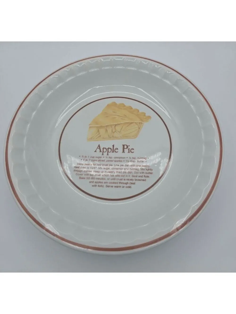 Vintage Winley Fine Porcelain China Apple Pie Recipe Pie Dish